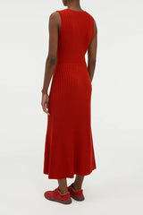 Meier Knit Midi Dress in Antelope Orange Merino Wool Cashmere