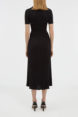 Amor Knit Midi Dress in Black Cashmere Silk