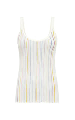 Yara Pinstripe Knit Tank Top in Ivory Multi Merino Wool