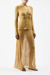 Althea Knit Maxi Skirt in Gold Shappe Silk