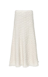 Kanta Fringe Knit Midi Skirt in Ivory Cashmere