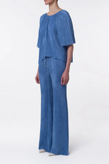 Nula Top in Sky Plisse Silk