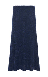 Sabine Knit Midi Skirt in Electric Navy Beaded Cashmere Silk