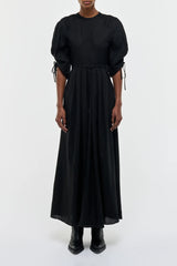 Linnea Maxi Dress in Black Aloe Linen
