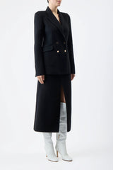 Morelos Midi Skirt in Black Double-Face Recycled Cashmere