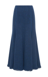 Amy Midi Skirt in Electric Navy Speckled Cashmere
