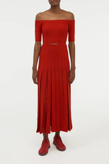 Kurt Knit Pleated Maxi Dress in Antelope Orange Merino Wool