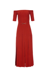 Kurt Knit Pleated Maxi Dress in Antelope Orange Merino Wool