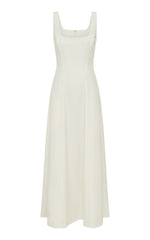 Adaline Midi Dress in Ivory Soft Wool