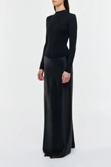 Jessamy Maxi Dress in Black Silk Satin