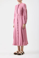 Lydia Maxi Dress with Slip in Rose Quartz Linen