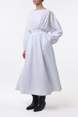 Ahmose Maxi Dress in White Aloe Linen