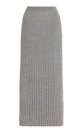 Conti Knit Midi Skirt in Light Blue Melange Cashmere