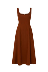 Adaline Midi Dress in Cognac Soft Wool