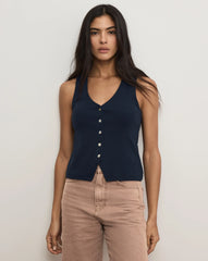 Hoorne Button-Down Tank Top
