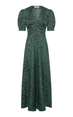 Larkin Maxi Dress in English Green Printed Silk