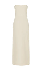 Opus Maxi Dress in Ivory Wool Silk Cady