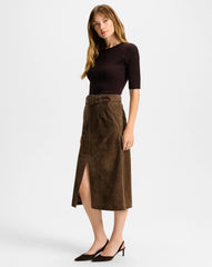 Alexie Suede Midi Skirt
