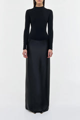 Jessamy Maxi Dress in Black Silk Satin