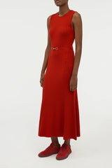Meier Knit Midi Dress in Antelope Orange Merino Wool Cashmere