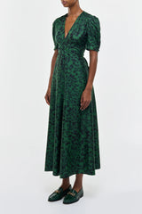 Larkin Maxi Dress in English Green Printed Silk
