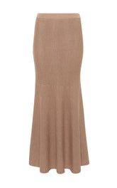 Manni Knit Maxi Skirt in Camel Cashmere