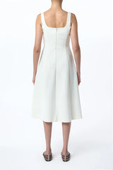 Adaline Midi Dress in Ivory Soft Wool