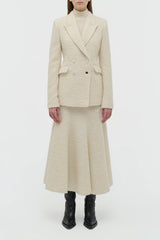 Amy Midi Skirt in Ivory Recycled Cashmere Boucle