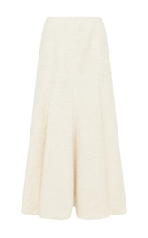 Amy Midi Skirt in Ivory Recycled Cashmere Boucle