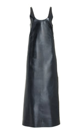 Ellson Maxi Dress in Black Metallic Nappa Leather