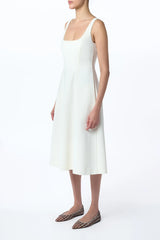 Adaline Midi Dress in Ivory Soft Wool