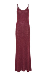 Florian Knit Maxi Slip Dress in Bordeaux Beaded Cashmere Silk