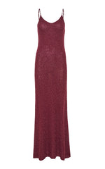 Florian Knit Maxi Slip Dress in Bordeaux Beaded Cashmere Silk