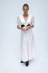 Larkin Maxi Dress in Ivory & Black Embroidered Silk