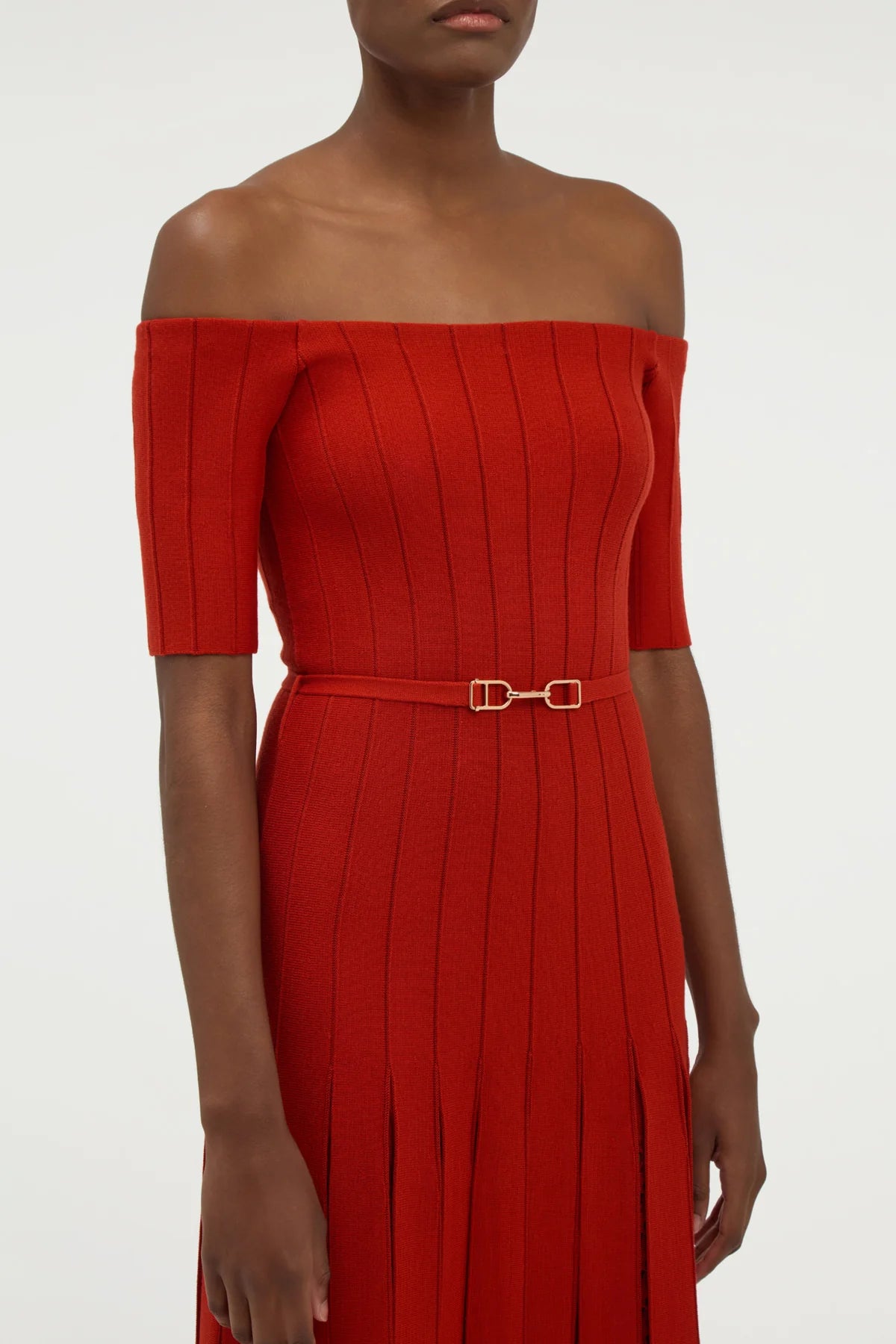 Kurt Knit Pleated Maxi Dress in Antelope Orange Merino Wool