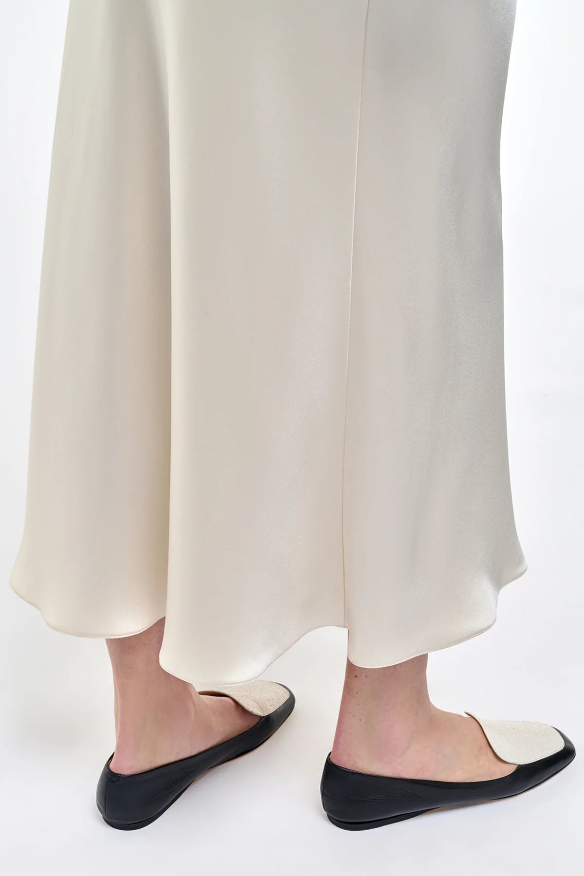 Frei Maxi Skirt in Ivory Silk Satin