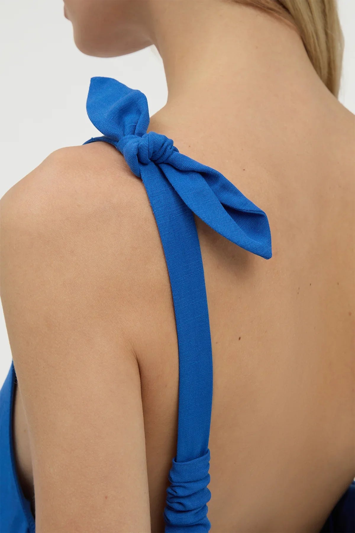 Aras Maxi Dress in Cobalt Linen Silk