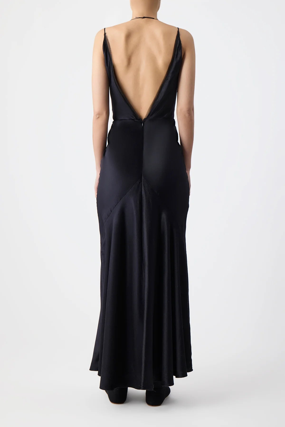 Brigita Slip Maxi Dress in Black Silk Velvet