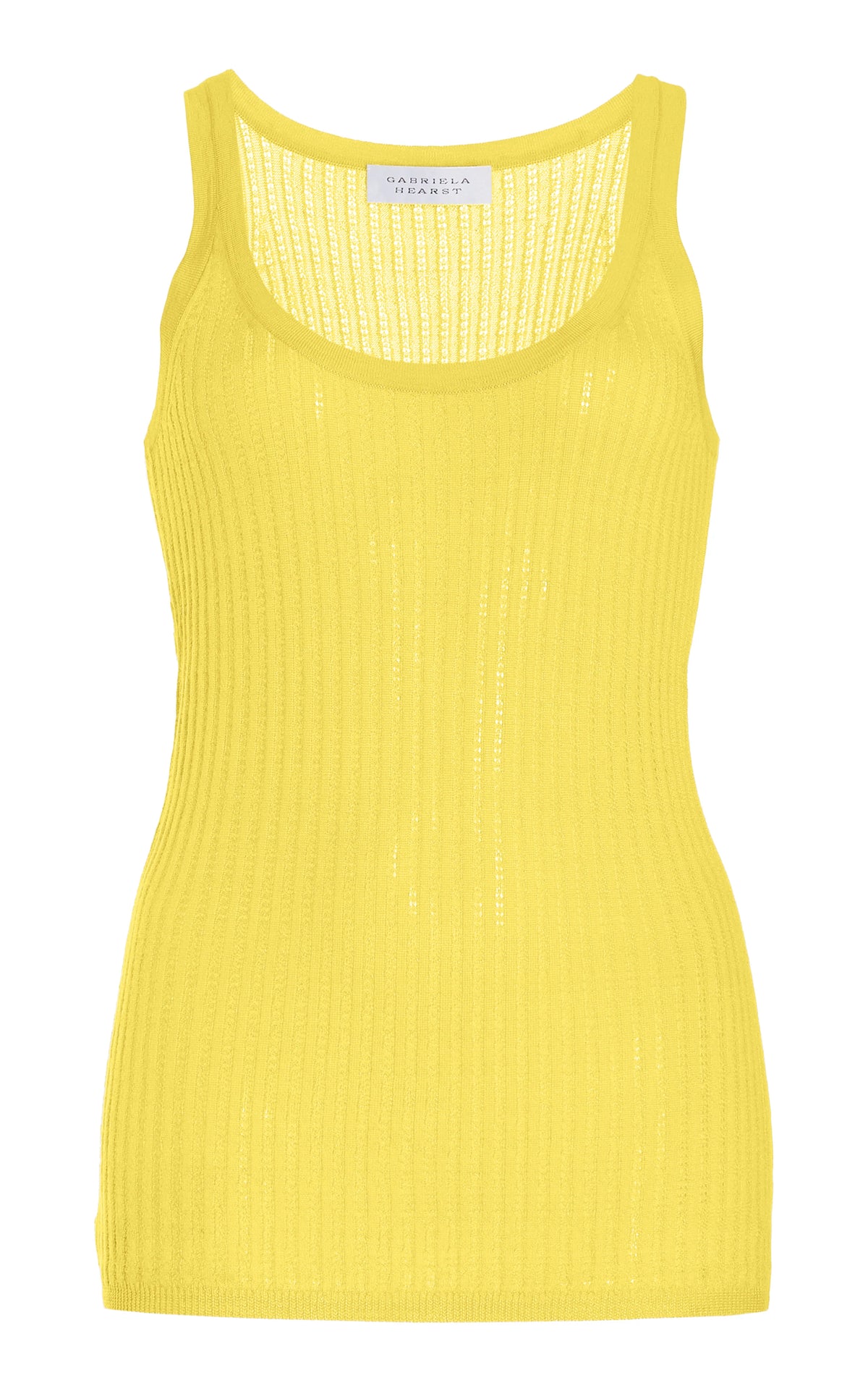 Nevin Pointelle Knit Tank Top in Goldenrod Cashmere Silk