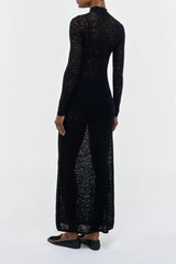 Anya Knit Maxi Dress in Black Merino Wool Cashmere