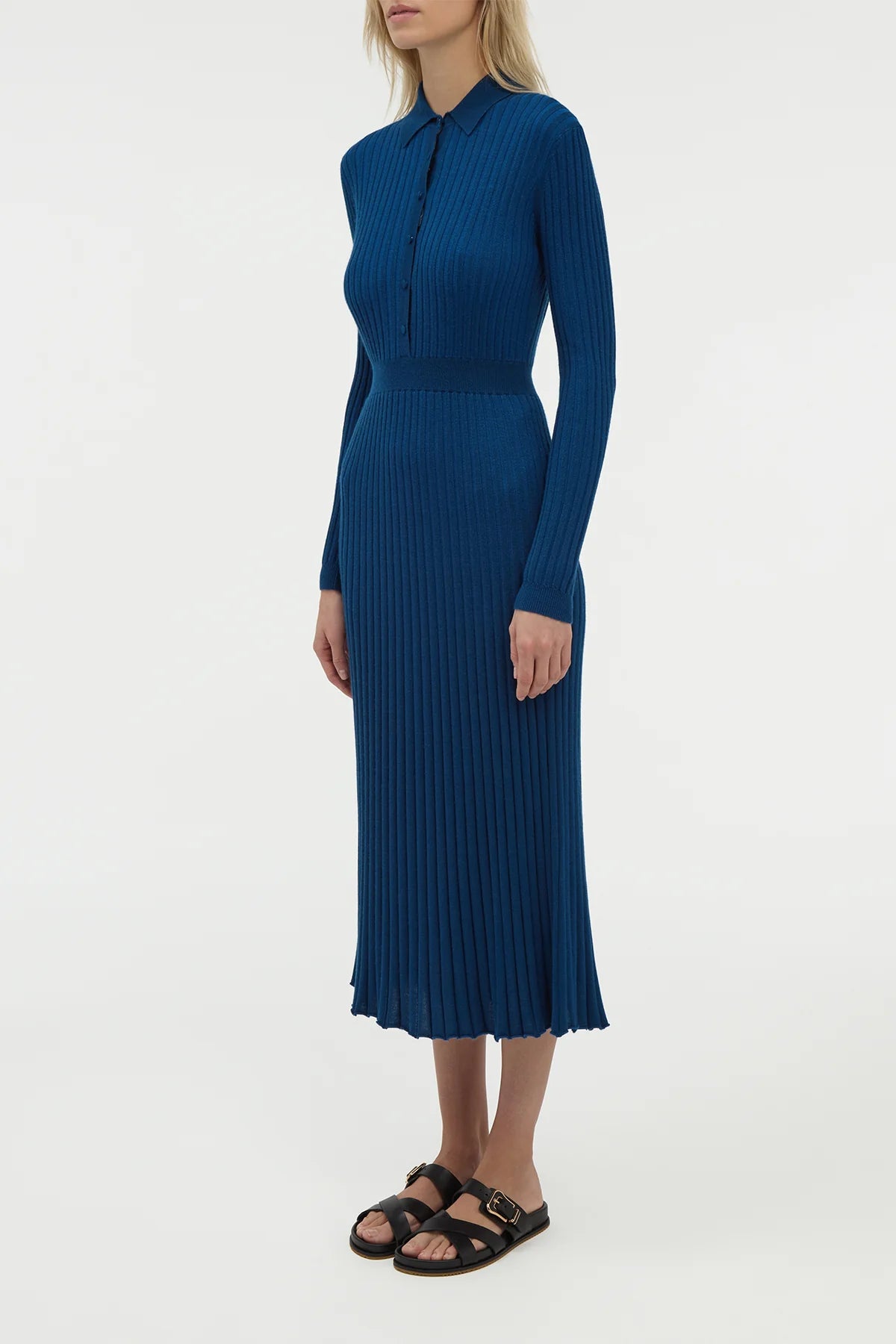 Ardor Knit Maxi Dress in Washed Denim Cashmere Silk