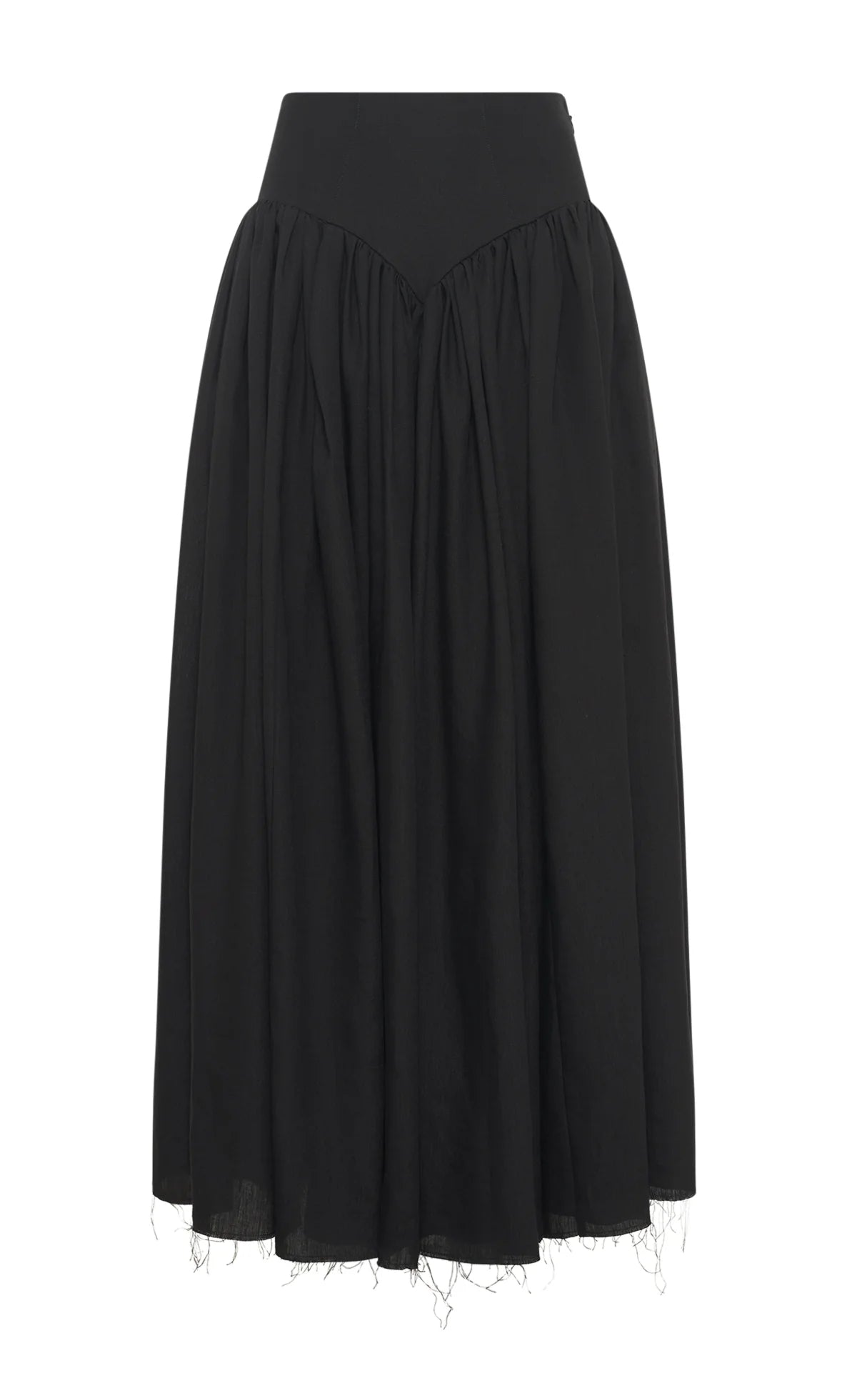 Juniper Maxi Pleated Skirt in Black Aloe Linen