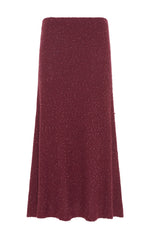 Sabine Knit Midi Skirt in Bordeaux Beaded Cashmere Silk