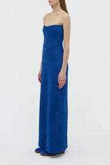 Ivara Strapless Maxi Dress in Cobalt Suede