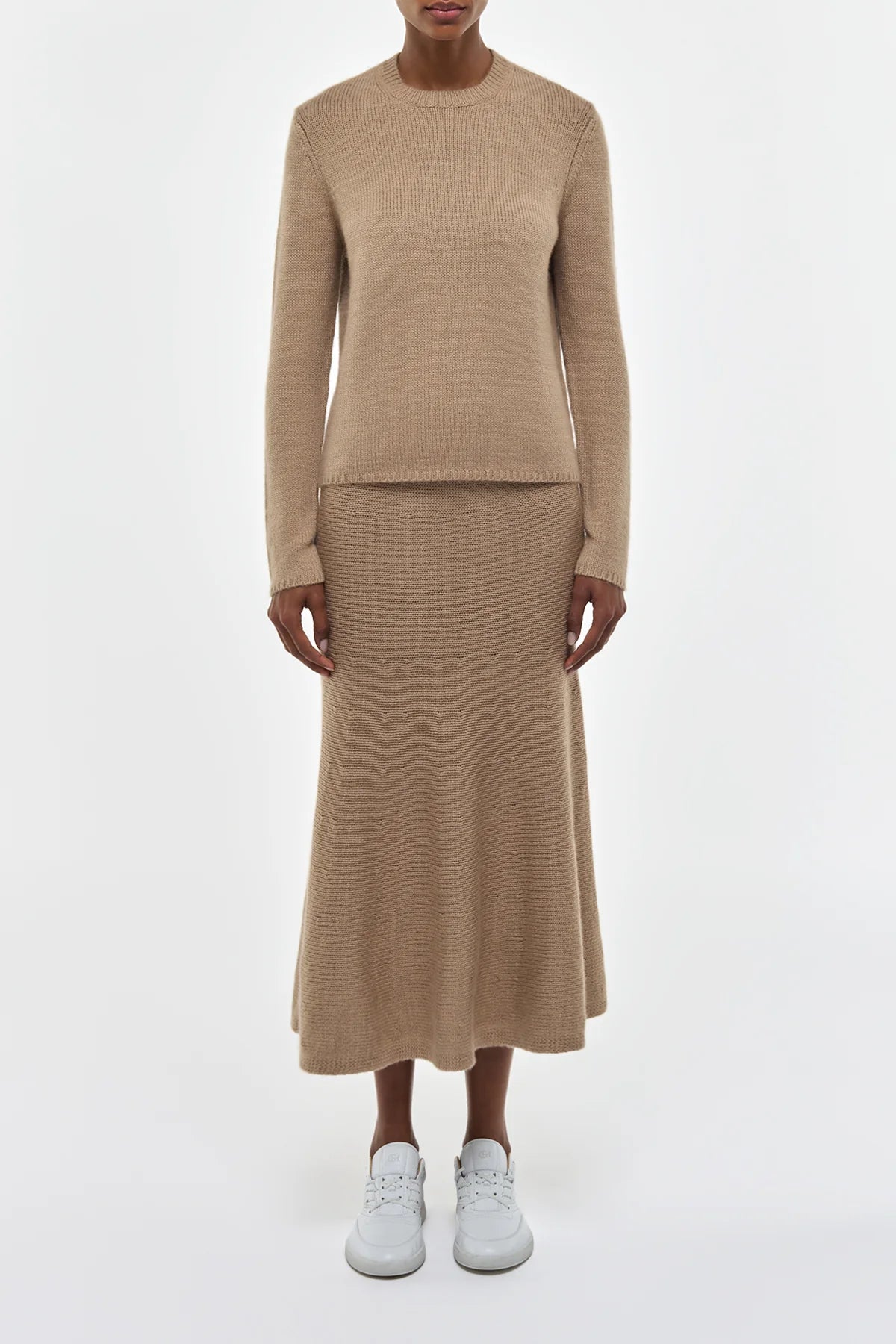 Manni Knit Maxi Skirt in Camel Cashmere