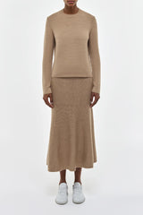 Manni Knit Maxi Skirt in Camel Cashmere