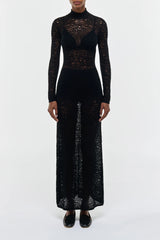 Anya Knit Maxi Dress in Black Merino Wool Cashmere
