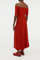 Kurt Knit Pleated Maxi Dress in Antelope Orange Merino Wool