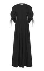 Linnea Maxi Dress in Black Aloe Linen