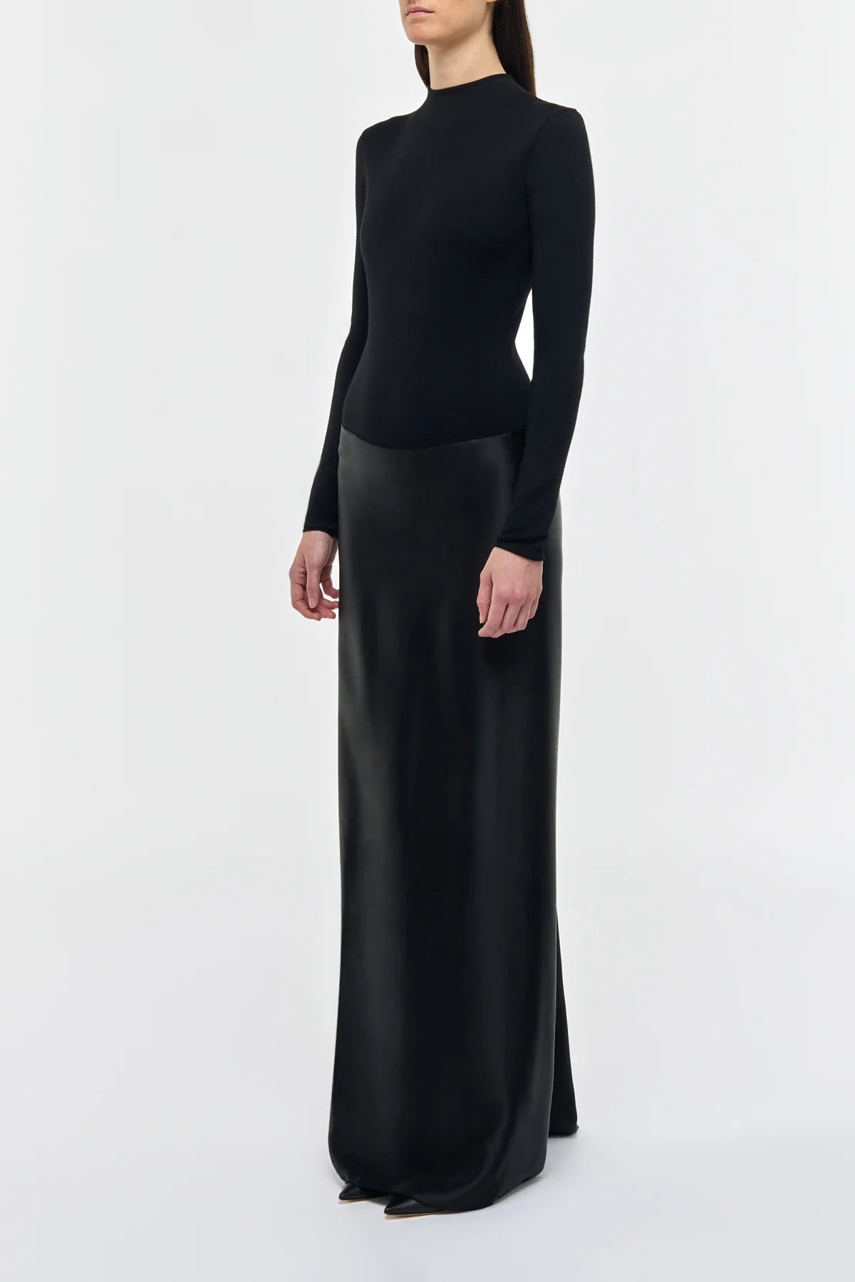 Jessamy Maxi Dress in Black Silk Satin